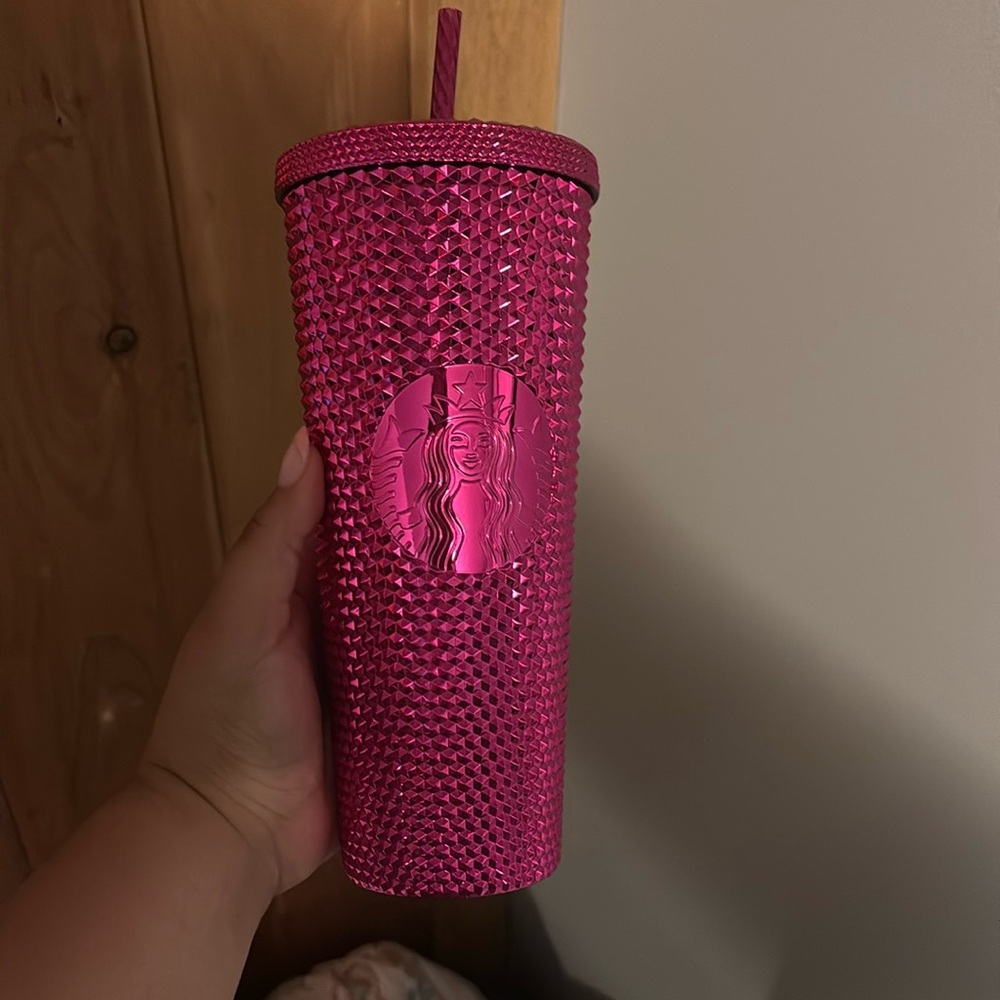 Metallic hot pink Starbucks cup